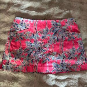 Lilly Pulitzer Pink and Blue Palm Tree Patterned Callahan Skirt Skort Women’s 12